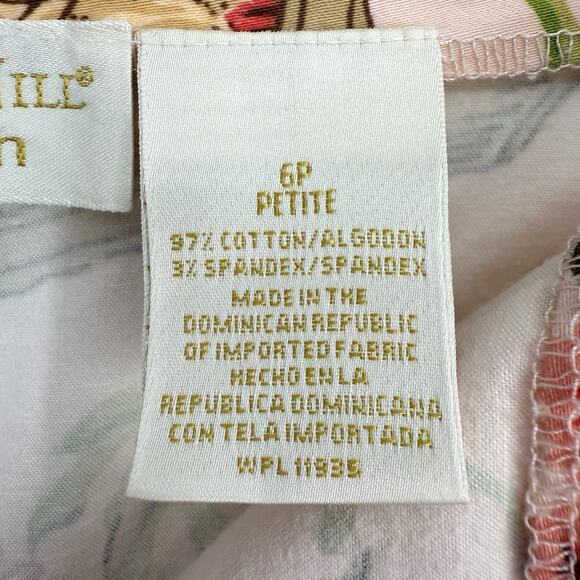 Christie Jill Asian Print Crop Pants Vintage size 6P Pink Stretch Cotton sateen - Picture 12 of 14